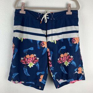 Tommy Bahama Men's L Blue White Floral Print Cargo Swim Trunks Board Shorts